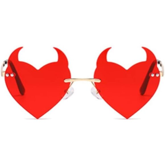 Devil Heart Rimless Sunglasses UV400 Protection Fashion Accessory main image 5